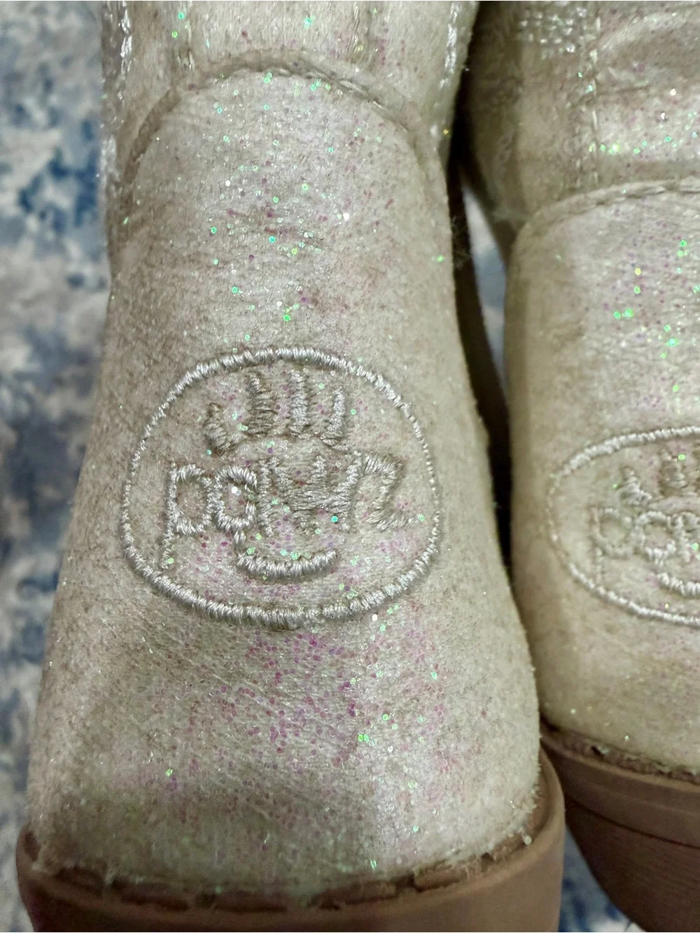 PAWZ Iridescent Pink Glitter Kids Western Boots